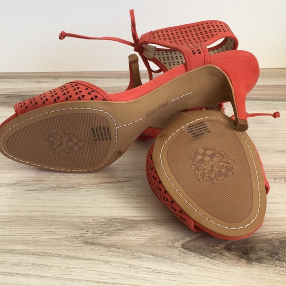 🍑NEW VINCE CAMUTO coral leather heels, size 10 - Picture 5 of 7